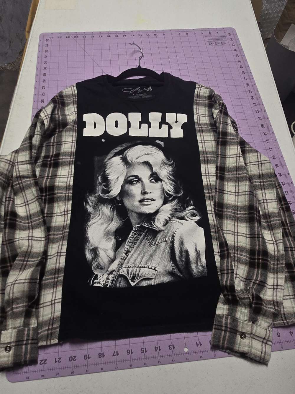 Dolly Parton One-of-a-Kind Upcycled Flannel Sleeve Shirt - Picture 12 of 14